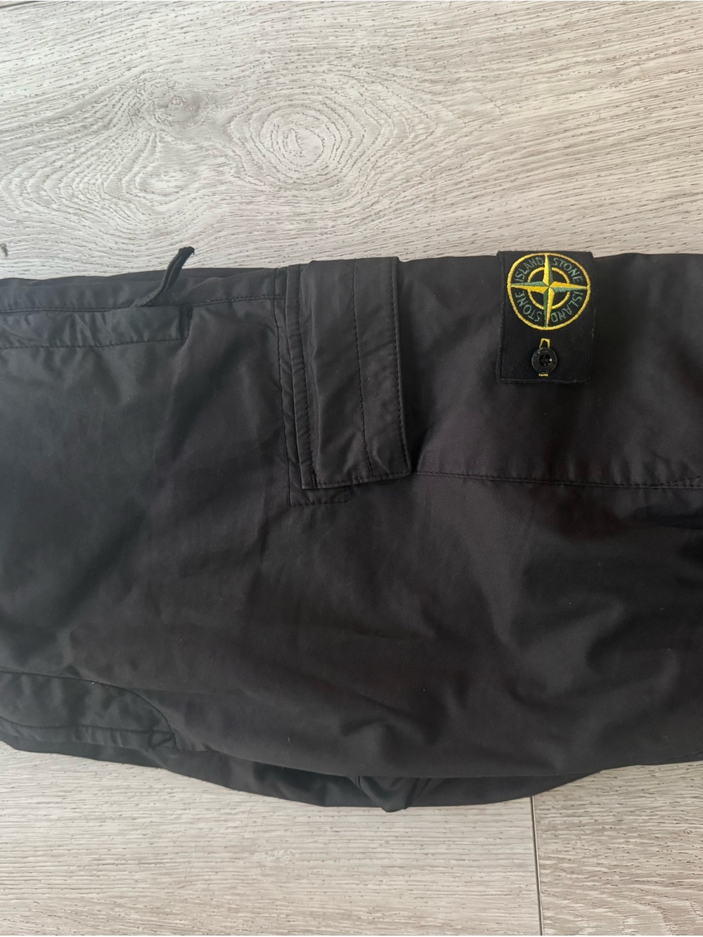Stone Island Black cargo pants with Yellow Compass Patch